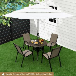 Northix Table à manger ronde de patio table bistro en fonte d'aluminium avec trou pour parasol Ø90 x 74 cm marron  
