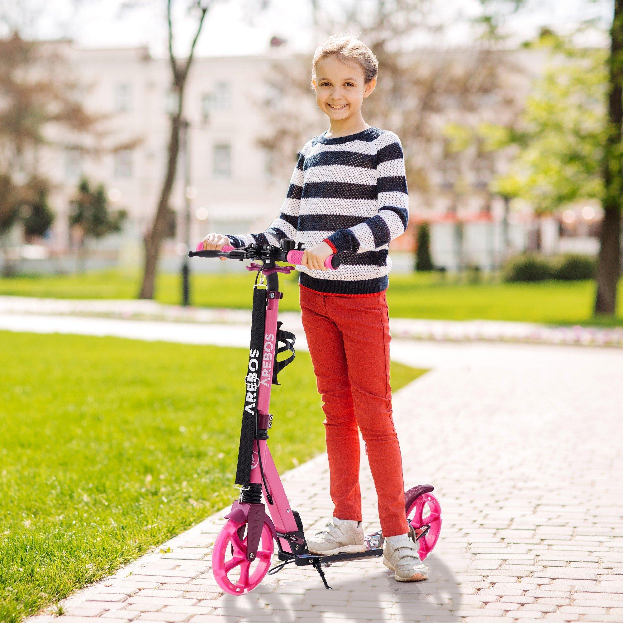 Arebos  Tretroller Scooter Kickroller Cityroller | bis 100kg |mit LED-Reifen 