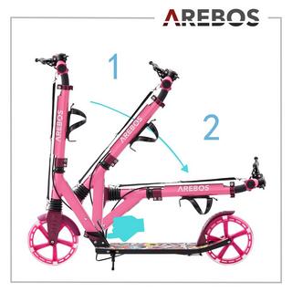 Arebos  Tretroller Scooter Kickroller Cityroller | bis 100kg |mit LED-Reifen 