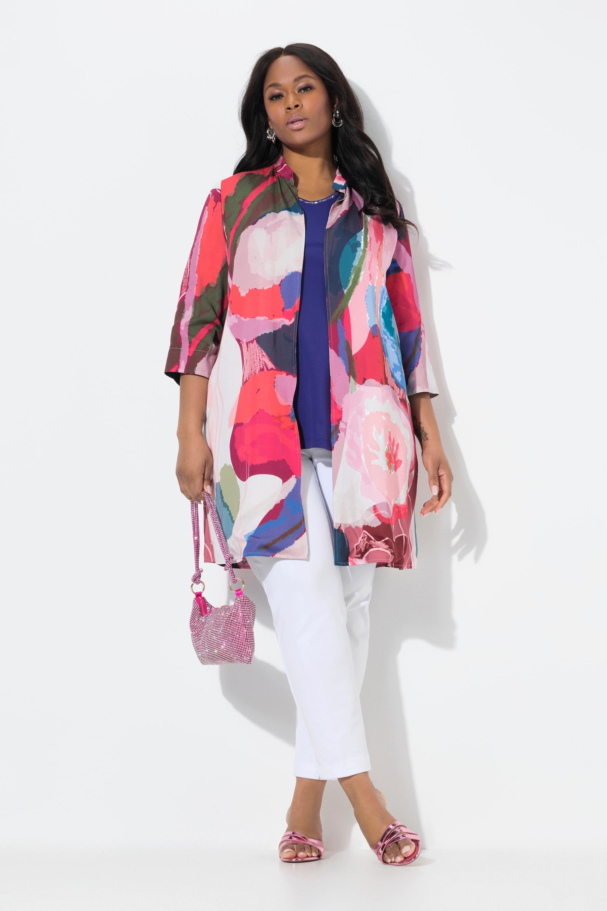 Ulla Popken Wendejacke Offene Jacke Stehkragen 3/4-Arm  