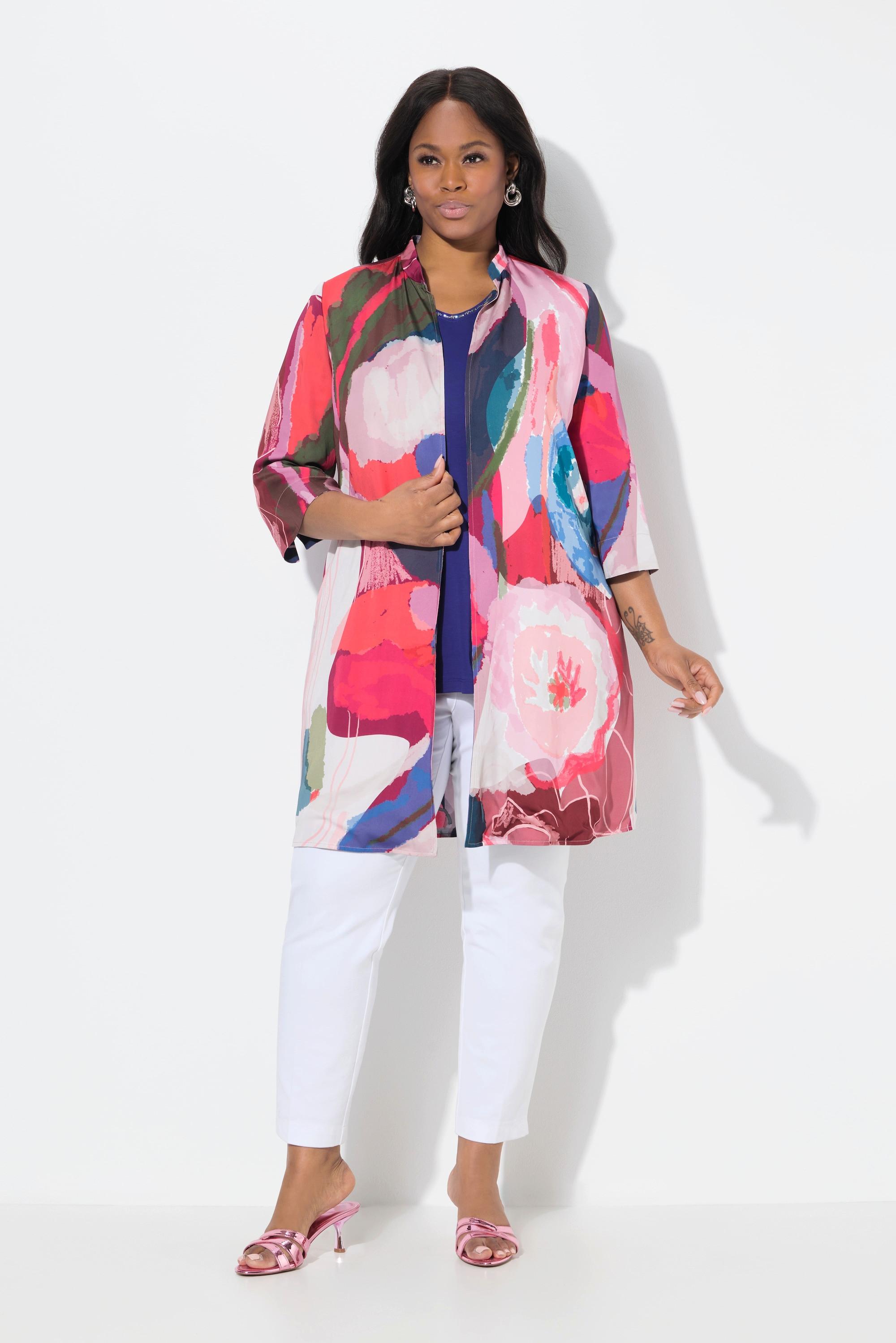 Ulla Popken Wendejacke Offene Jacke Stehkragen 3/4-Arm  