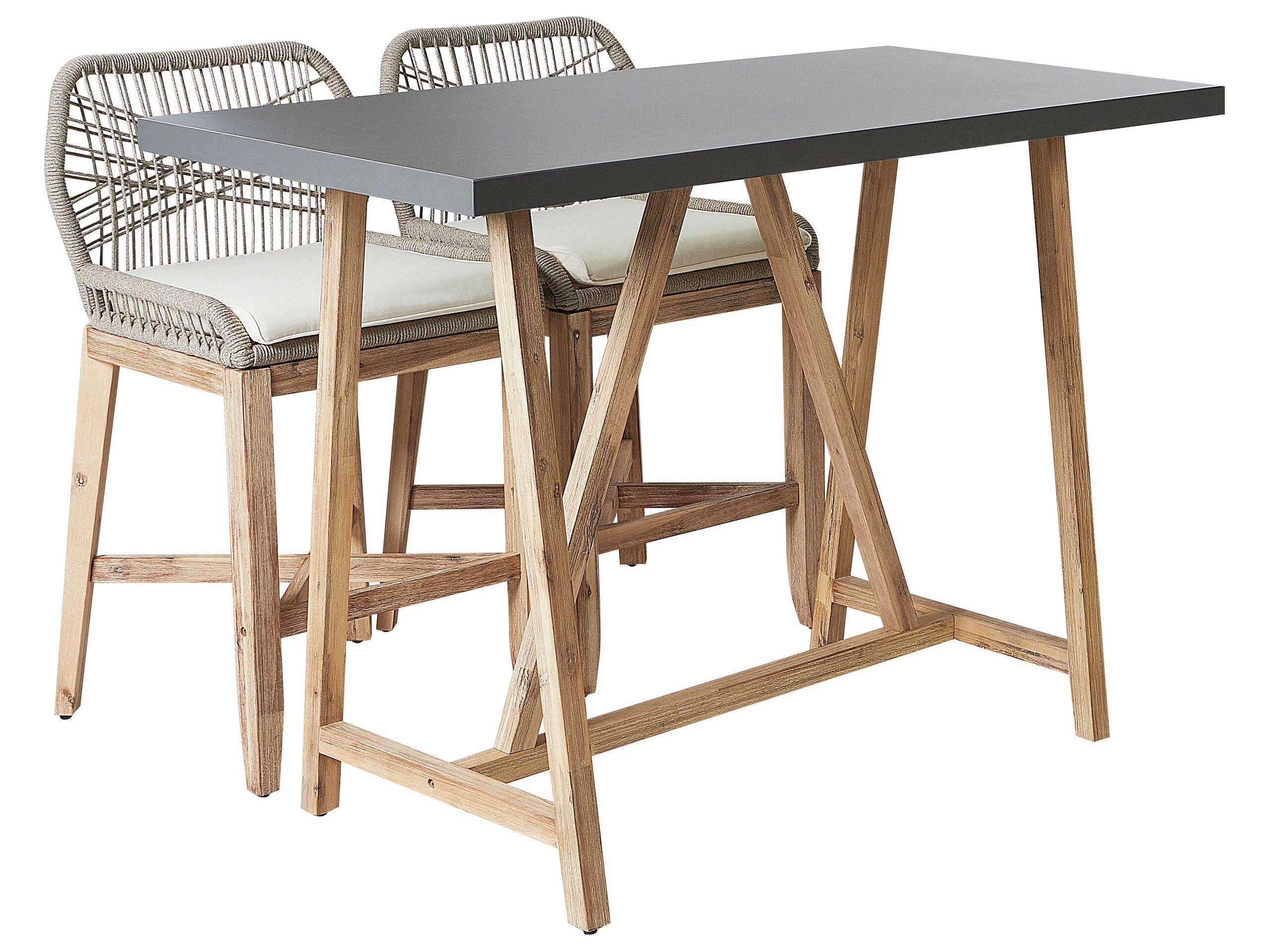 Beliani Set bistrot en Legno d'acacia Industriale TALAMONE  