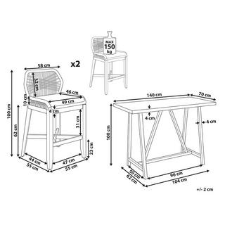 Beliani Set bistrot en Legno d'acacia Industriale TALAMONE  