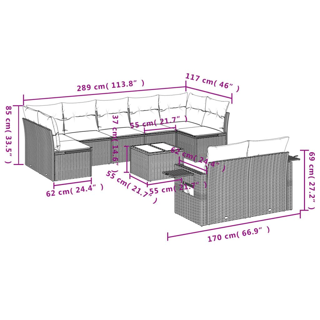 VidaXL set divano da giardino Polirattan  