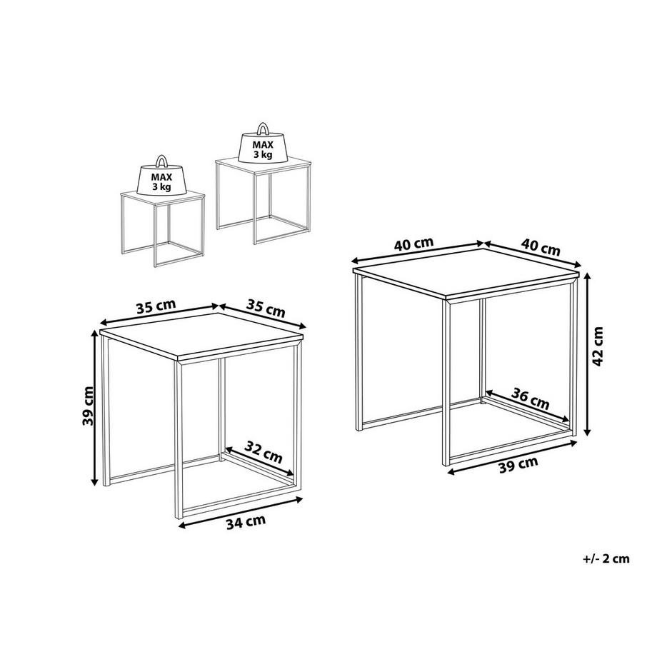 Beliani Lot de 2 tables d'appoint en MDF Industriel DENNY  