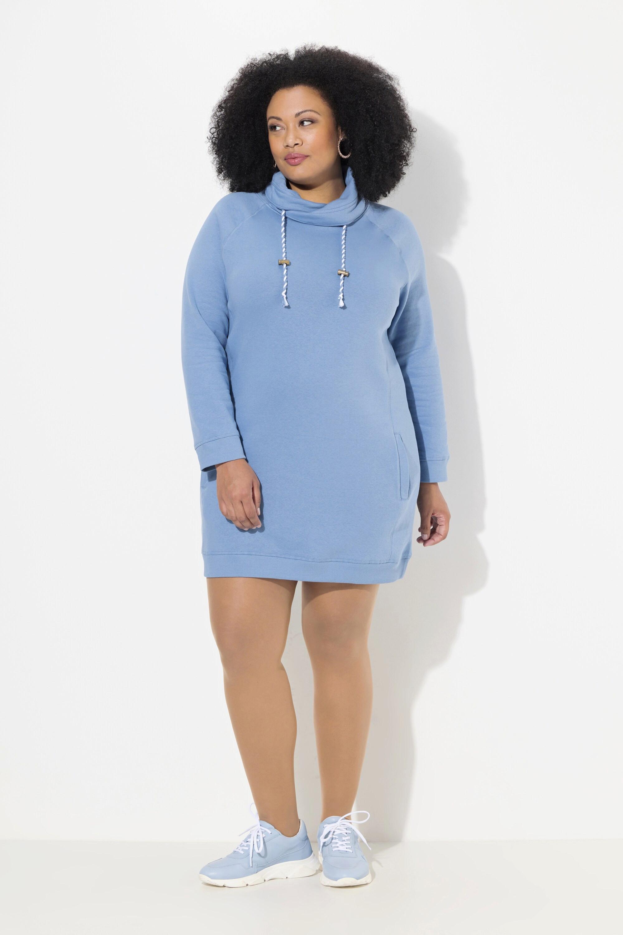 Ulla Popken Abito di Felpa Collo Alto Maniche Lunghe con Tasche  