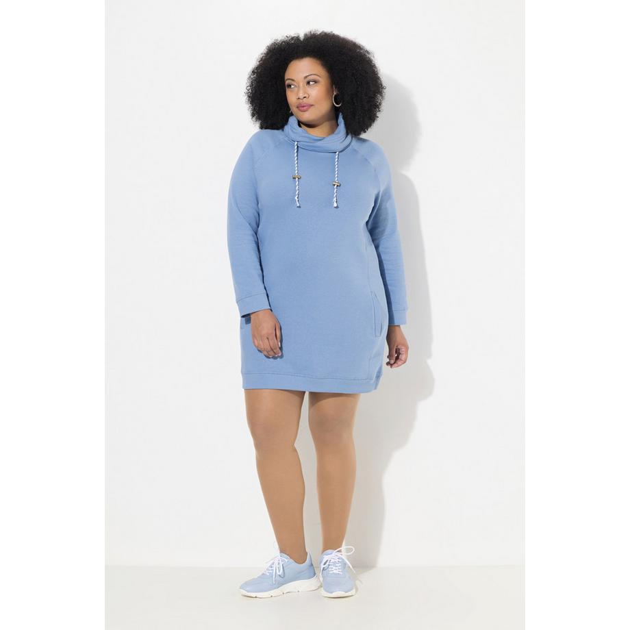 Ulla Popken Sweatkleid Stehkragen Langarm mit Taschen  