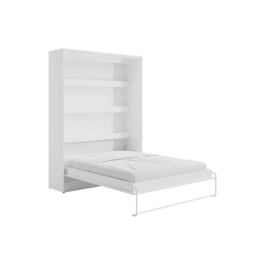 Lit escamotable 160 x 200 cm - Ouverture verticale manuelle - Avec LEDs - Blanc - RAPILI