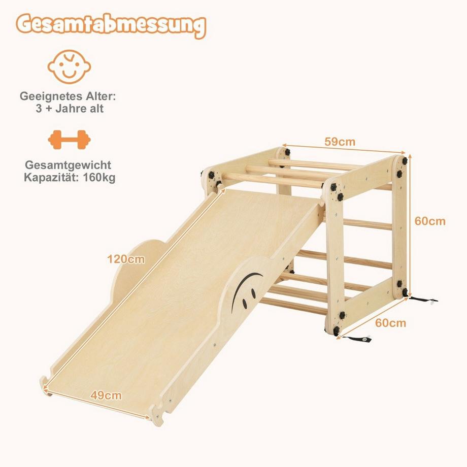 Northix  Jouets d'escalade pliables en bois avec rampe réglable et réversible, ensemble d'escalade Montessori naturel 