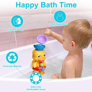 Activity-board  Badeentchen für Kleinkinder mit Wasserrad undierenden Augen, Badespielzeug für Kinder mit Saugnäpfen/Wasserschaufel 