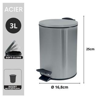 spirella Poubelle à pédale Acier ADELAR 3L Inox Brossé  