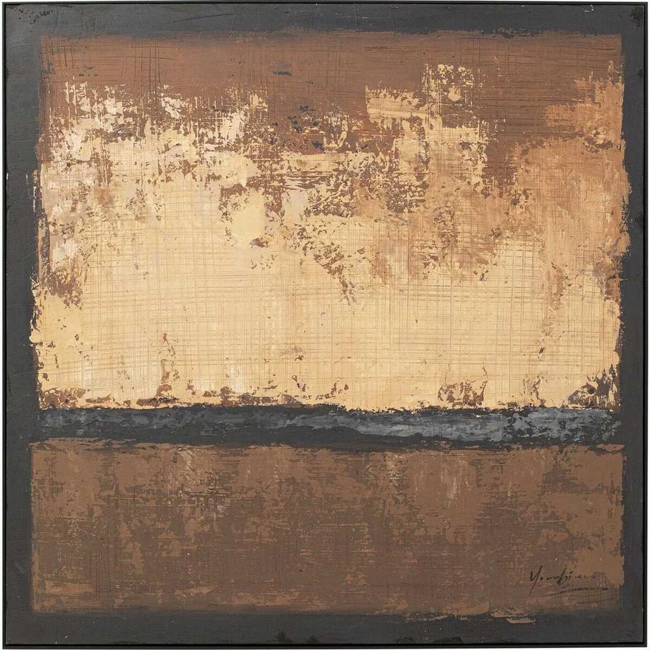 Tableau encadré Silence marron 120x120