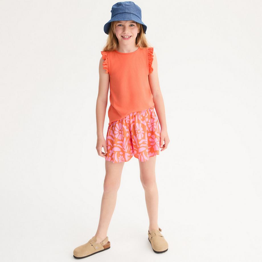 Fliessende Shorts mit Blumendruck