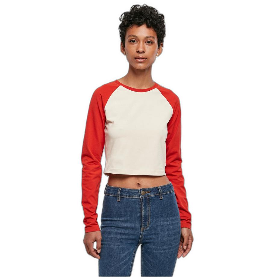 URBAN CLASSICS Maglietta Crop Maniche Lunghe Retro Baseball  