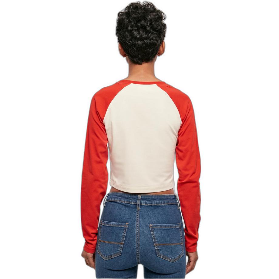 URBAN CLASSICS Maglietta Crop Maniche Lunghe Retro Baseball  