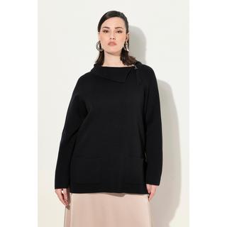 Ulla Popken  Pullover, Stehkragen, Zipper, Taschen, Raglan-Langarm 