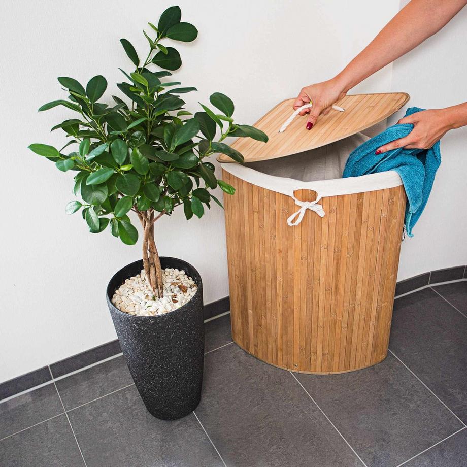 B2X Cesto portabiancheria angolare in bambù  