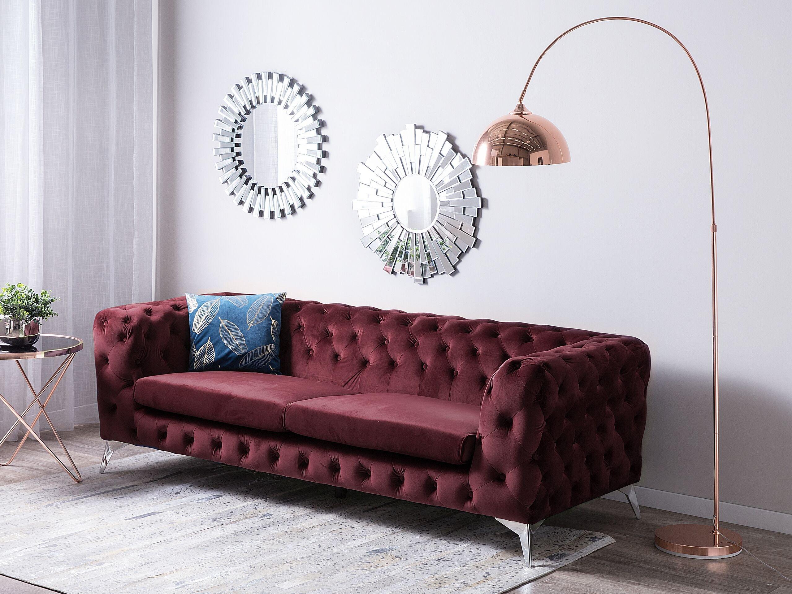 Beliani 3 Sitzer Sofa aus Samtstoff Glamourös SOTRA  