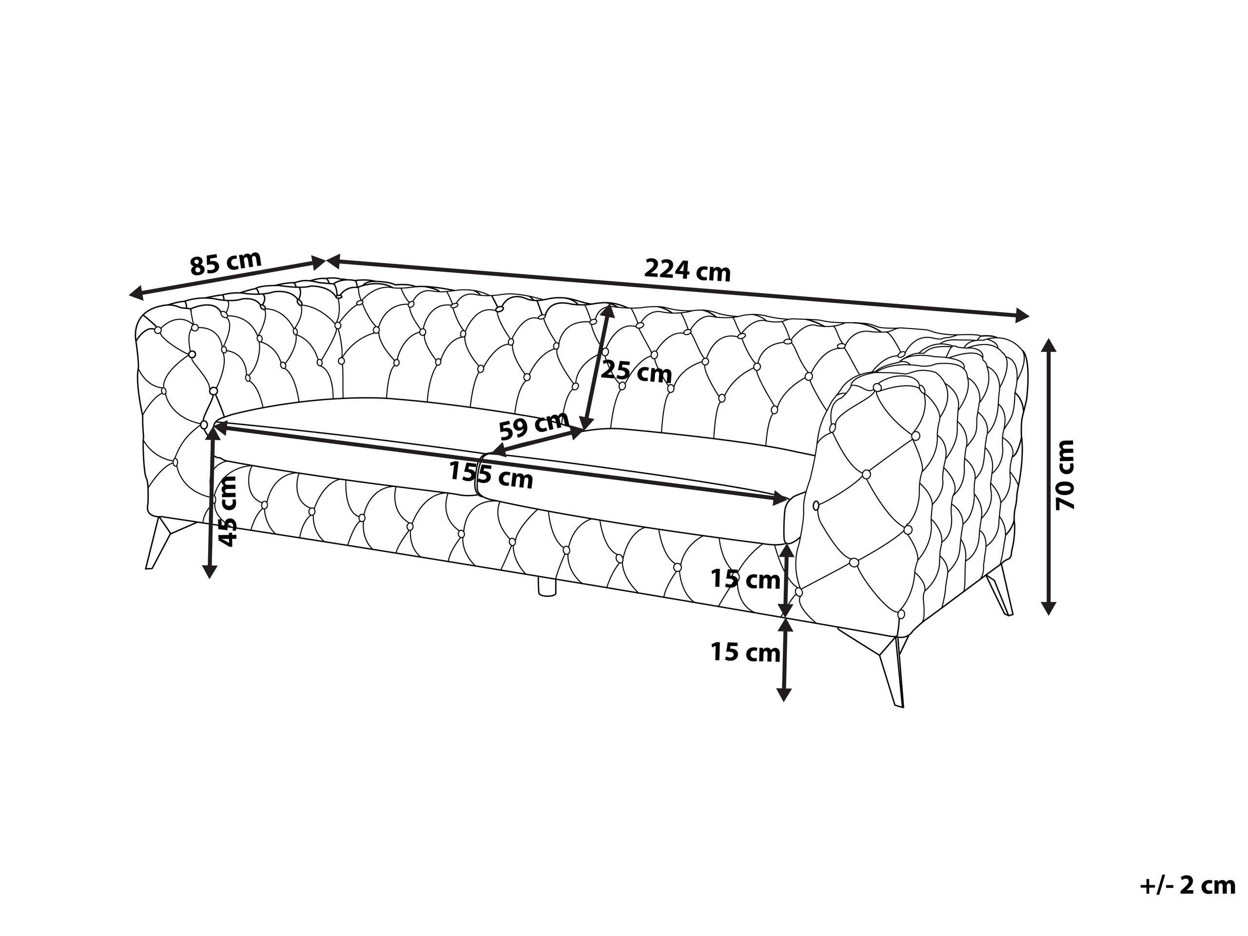 Beliani 3 Sitzer Sofa aus Samtstoff Glamourös SOTRA  