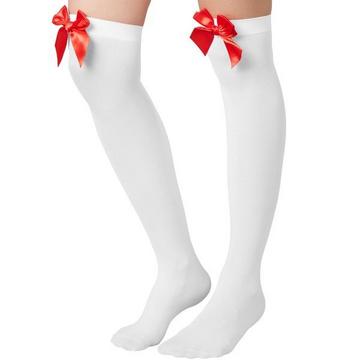 Chaussettes montantes avec un nœud rouge