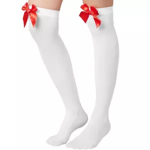 Chaussettes montantes avec un nœud rouge