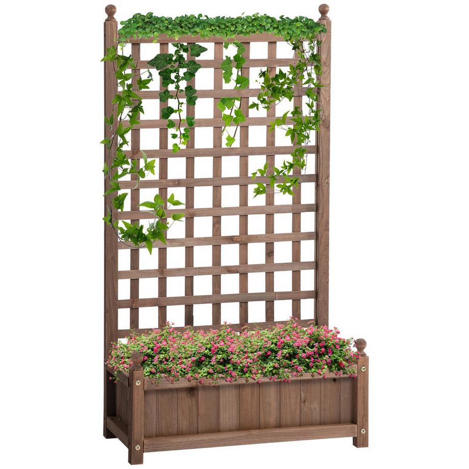 Fioriera rialzata con traliccio per piante rampicanti in legno 64x28x120 cm ideale per giardino e balcone