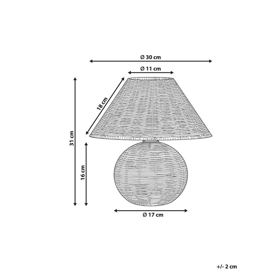 Beliani Tischlampe aus Rattan Boho CINDER  