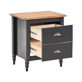 Beliani Table de nuit à 2 tiroirs en Bois de pin Rétro SHILLINGTON  