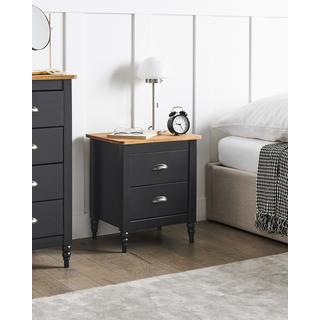 Beliani Table de nuit à 2 tiroirs en Bois de pin Rétro SHILLINGTON  