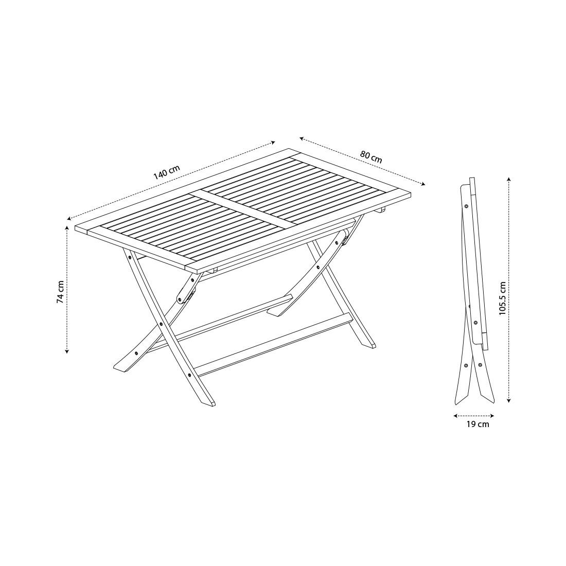 Contini Table de jardin pliante Eucalyptus  