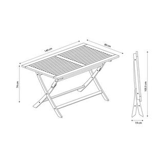 Contini Table de jardin pliante Eucalyptus  