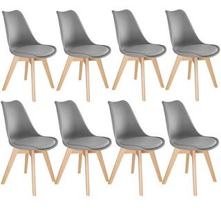 Tectake 8 Chaises de Salle à Manger FRÉDÉRIQUE Style Scandinave Pieds en Bois Massif Design Moderne  