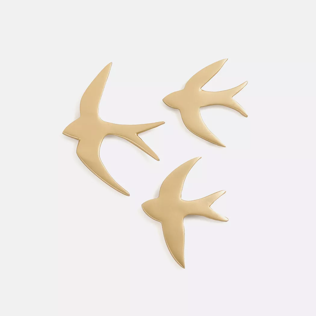 La Redoute Intérieurs - 3er-Set Wandschmuck Vögel Strakaza, One Size, Gelb