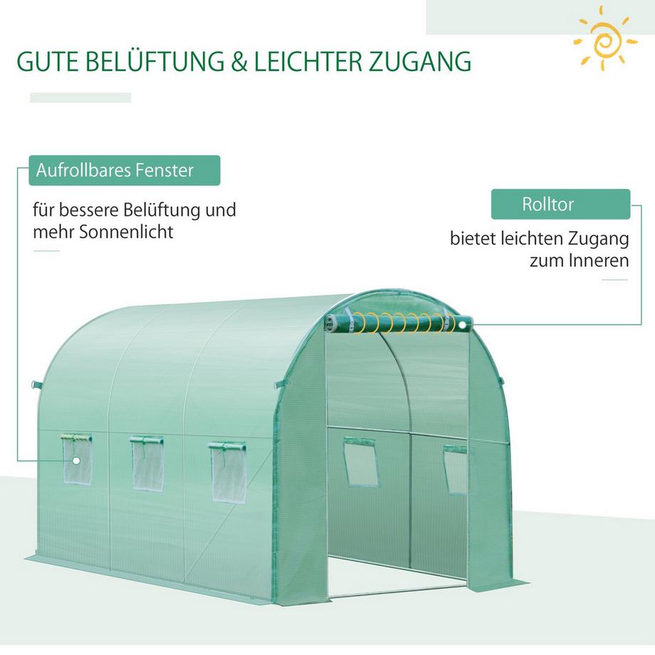 Northio Polyethylenfolie 3X2X2M Ersatzfolie Mit 6 Fenster Für Gartentunnel Gewächshaus Folientunnel Gewächshausfolie Gartenfolie Aus Polyethylen  