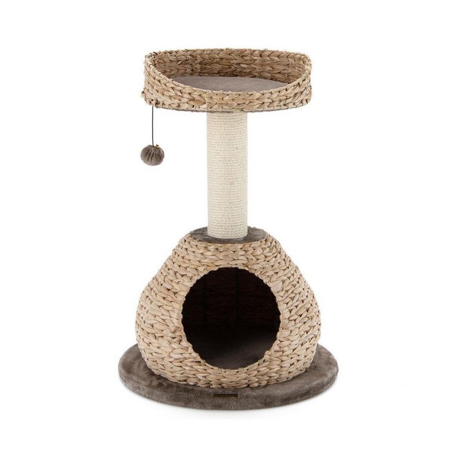 Northix  Petit arbre à chat avec grotte & sisal naturel & panier fait main φ 48 x 70,5 cm 