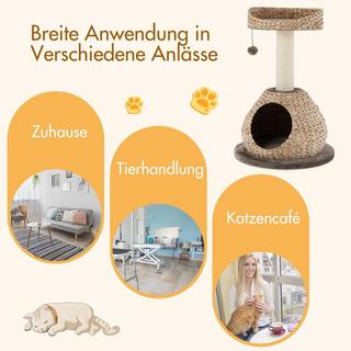 Northix  Klein Katzenbaum mit Höhle & Natürlichem Sisal & Handgefertigter Korb φ 48 x 70,5 cm 