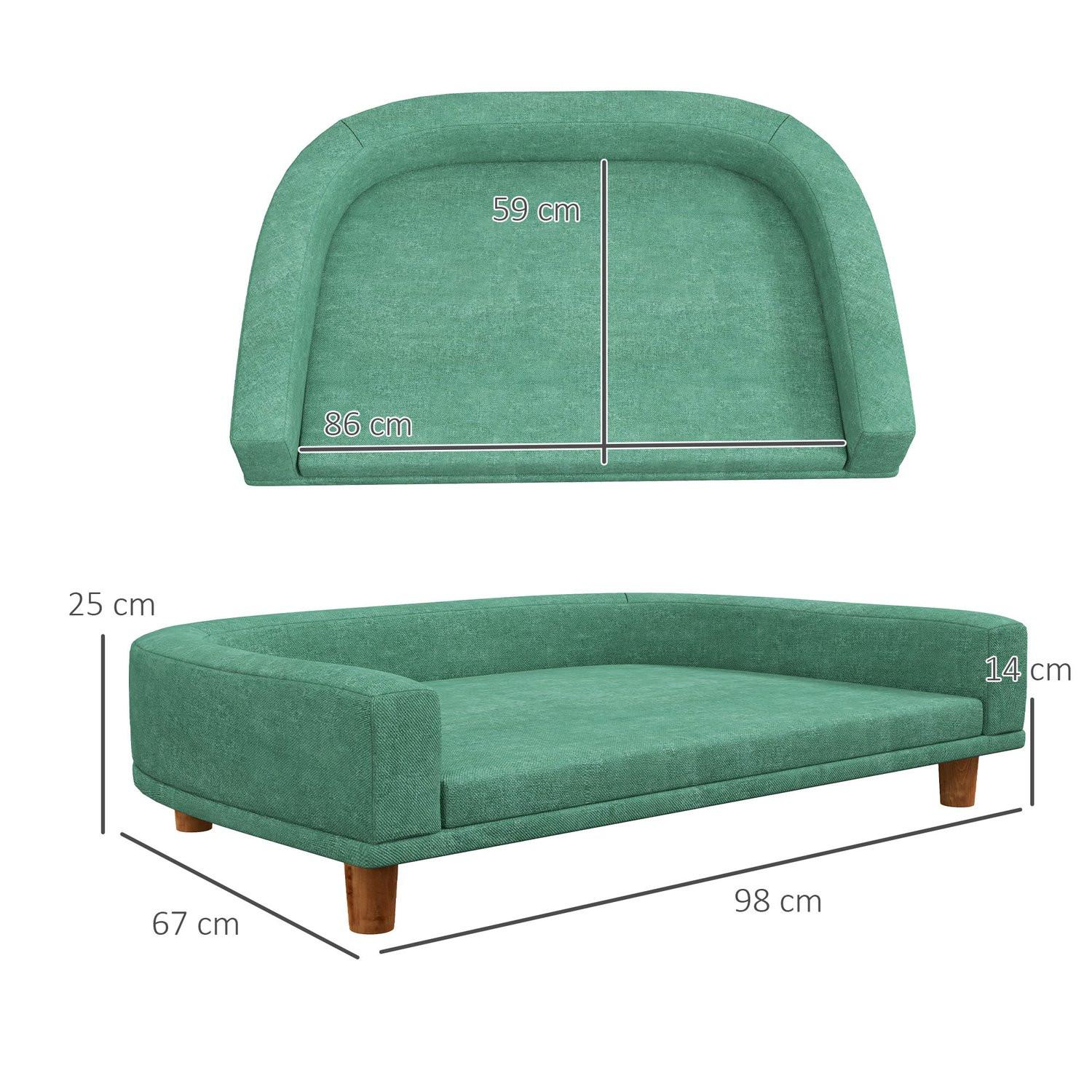 Northio  Dog Sofa Comodo Divano Per Animali Con Cuscino, Ideale Per Cani Di Taglia Grande, Design Rialzato, Gambe In Legno, Verde, 98X67X25 Cm 
