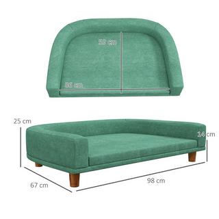 Northio  Dog Sofa Comodo Divano Per Animali Con Cuscino, Ideale Per Cani Di Taglia Grande, Design Rialzato, Gambe In Legno, Verde, 98X67X25 Cm 