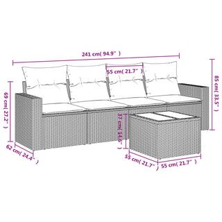 VidaXL Ensemble de canapés de jardin rotin synthétique  