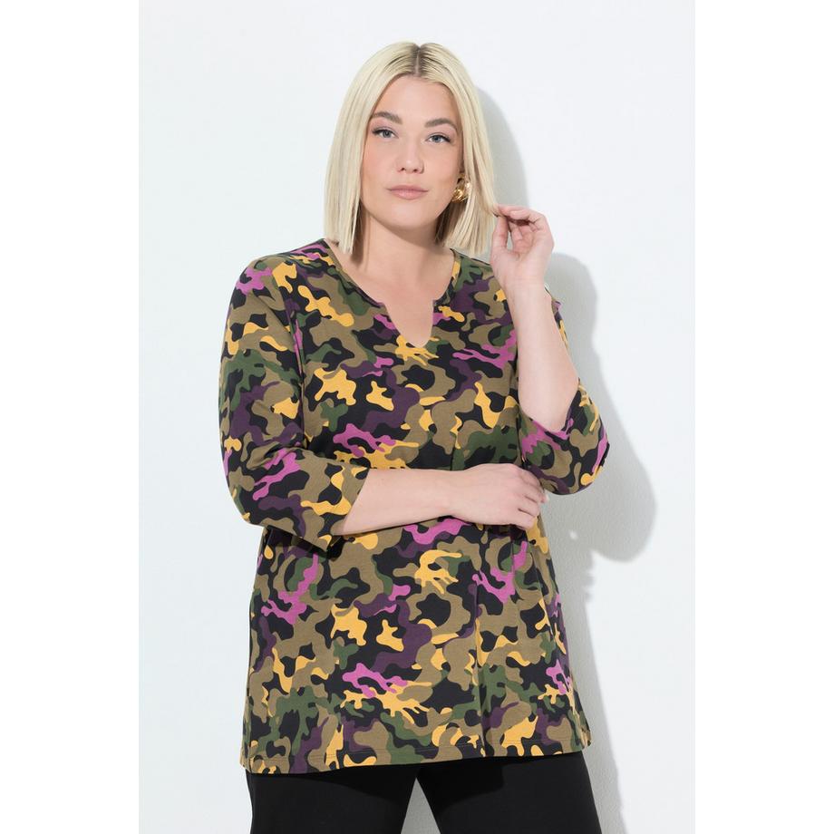 Ulla Popken Maglietta Scollo a Tunica Maniche 3/4 Linea ad A  