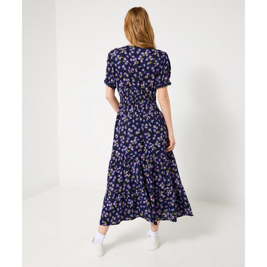 Joe Browns Vintage Blumen Puffärmel V-Ausschnitt Midikleid  