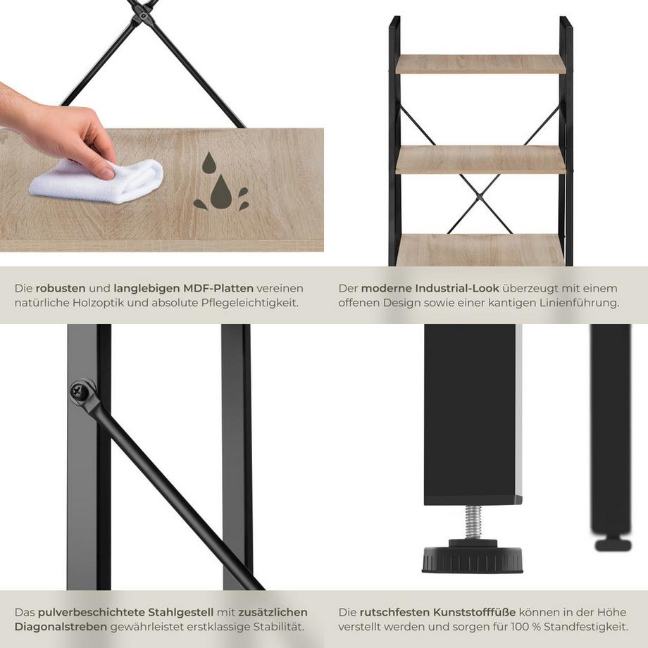 Tectake Leiterregal Newcastle Industrial Style Holz und Stahl  