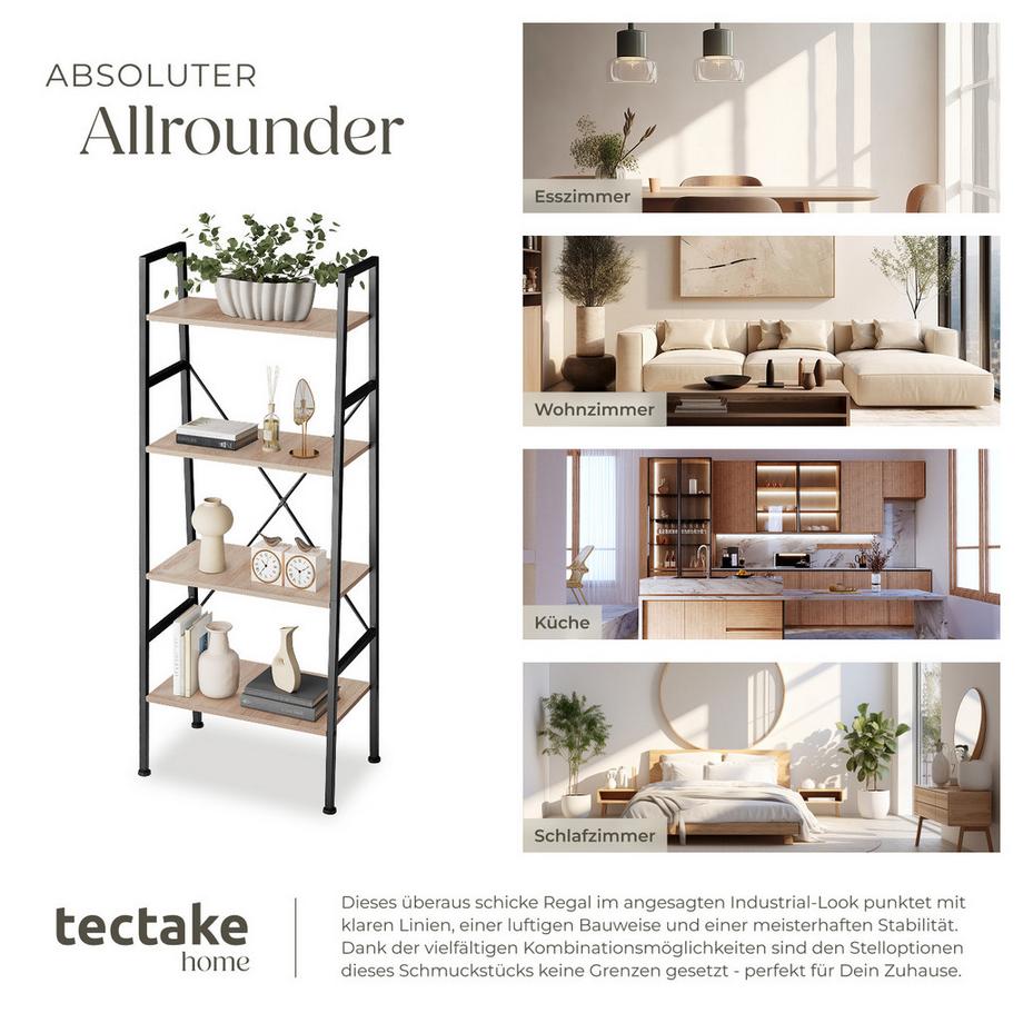 Tectake Leiterregal Newcastle Industrial Style Holz und Stahl  