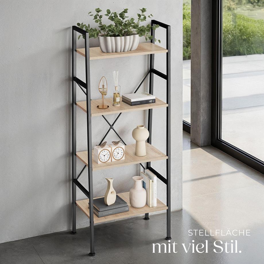 Tectake Leiterregal Newcastle Industrial Style Holz und Stahl  