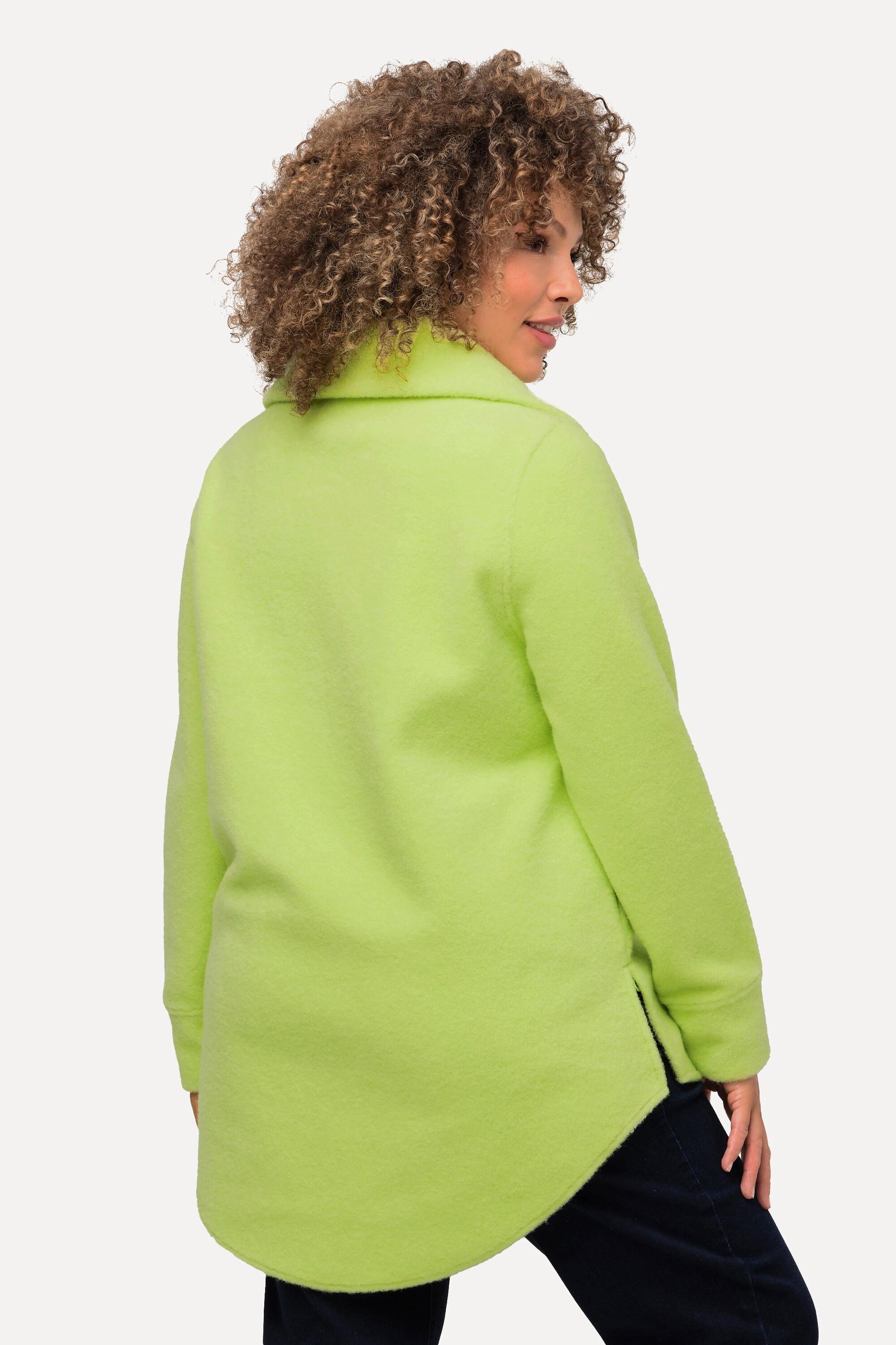 Ulla Popken  Sweat-shirt en polaire à col montant et manches longues, fermeture à glissière - silhouette en A 