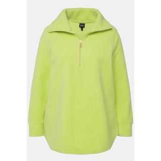 Ulla Popken  Sweat-shirt en polaire à col montant et manches longues, fermeture à glissière - silhouette en A 