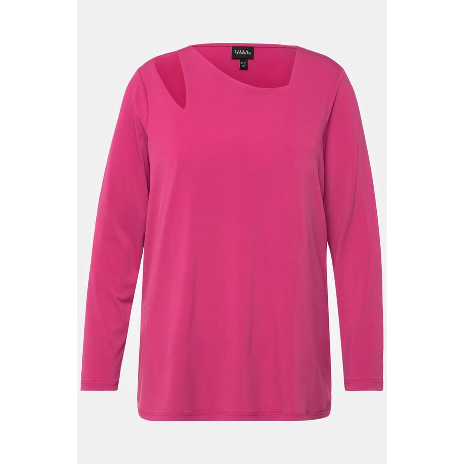 Ulla Popken Maglia Maniche Lunghe Cut-Out Scollo Asimmetrico  