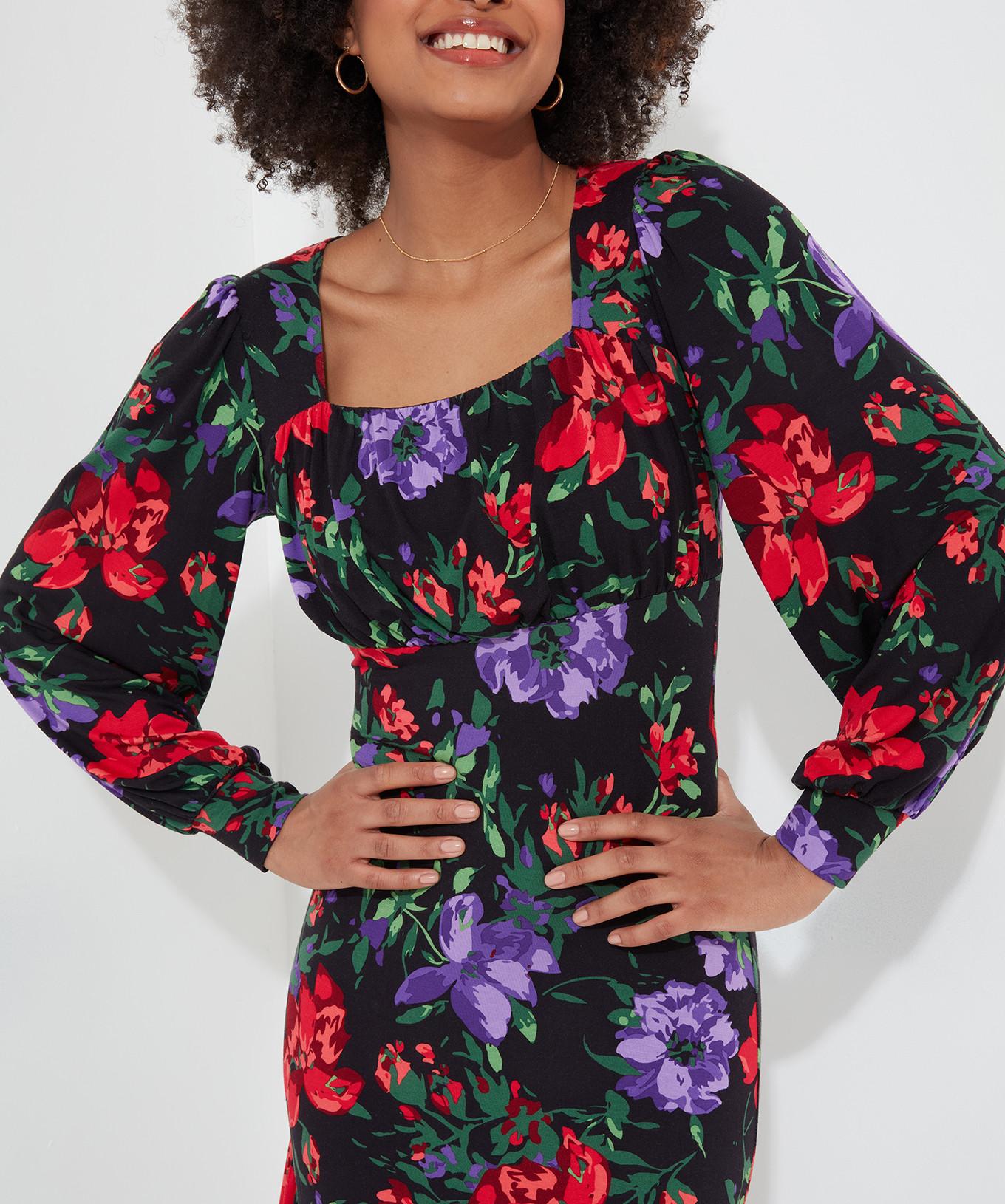 Joe Browns Robe Jersey Florale Manches Style Ballon  