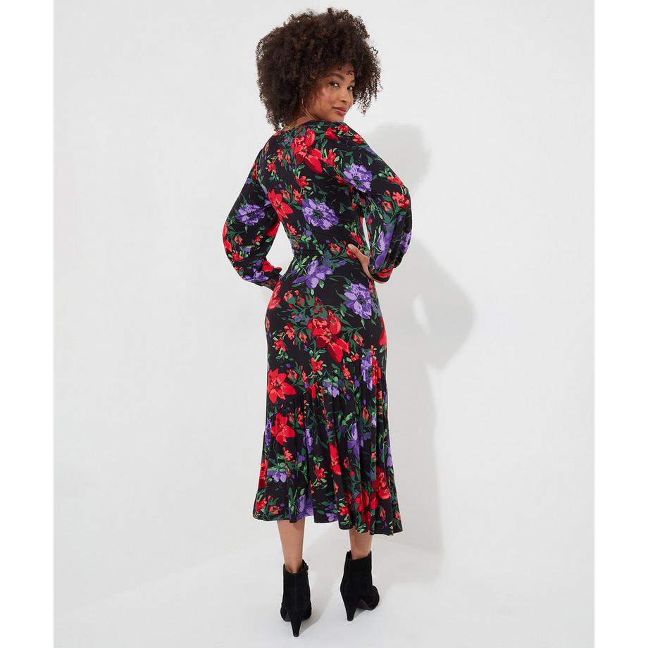 Joe Browns Ballonärmeliges Jersey-Kleid mit Blumenmuster  