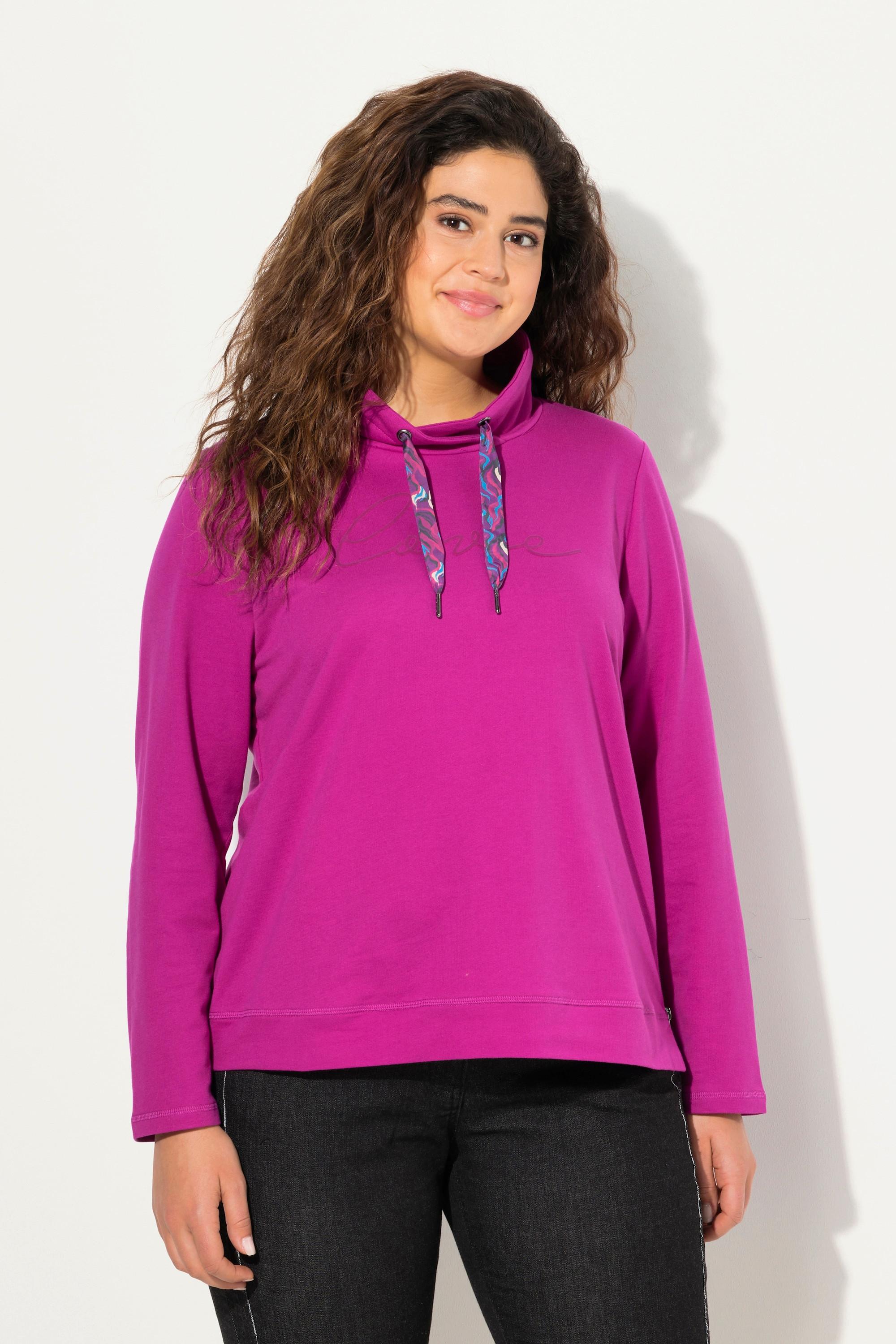 Ulla Popken  Sweatshirt, Stehkragen, Saum-Zipper, Langarm 